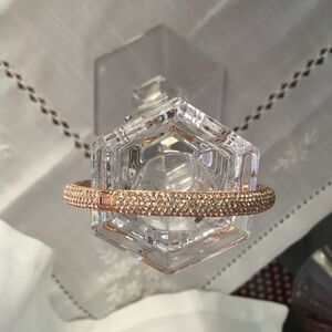 Nadri Rose Gold Crystal Pave Hinge Bangle Bracelet